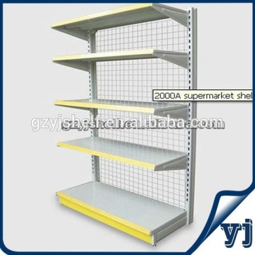 OEM assembly supermarket rack with back mesh,Wire back shop display shelf
