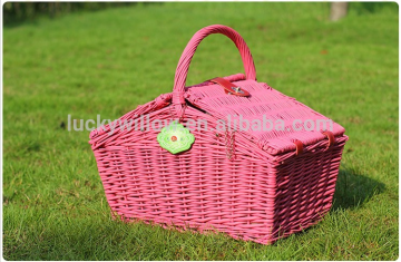 hand woven willow material kids picnic baskets