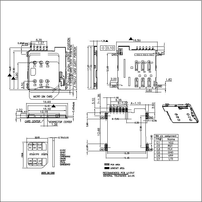 MICRO SD CARD series 1.35mm height connector ATK-MSIM135A003