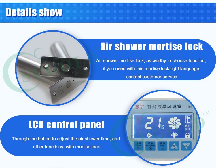 Stainless steel laboratory clean room automatic air shower