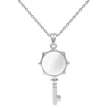Howlite Round Cabs Silver Alloy Key Pendant Necklace Choker Jewelry