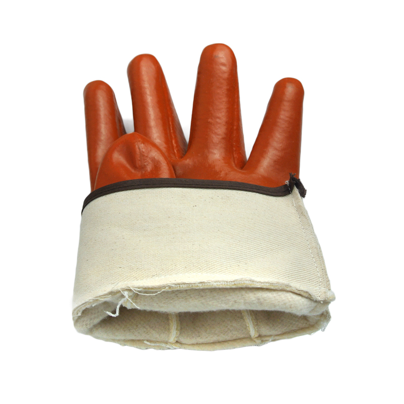 Brown PVC Acupuncture Cotton Coated Glove