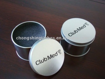 Round metal watch tin box