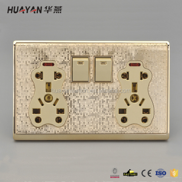 Good Quality Gold 2 Button Gang Electric Socket
