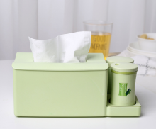 Bamboo Tissue Box Napkin Holder with Toothpick Holder