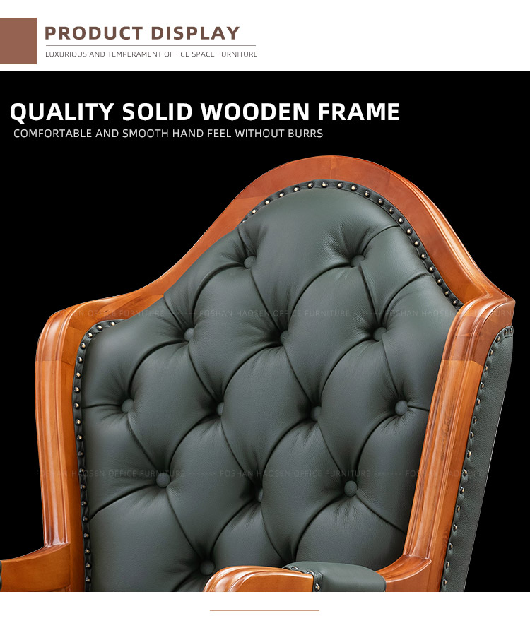 Luxury Wooden Leather manager royal president high back office swivel executive chair