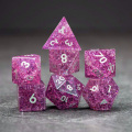High Density Cracked Glass DND Dice 7 Piece Polyhedral Dice Set for DND TTRPG Pathfinder, Crystal Crack Glass Designer Dice