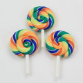 High Quality Beauty 10 Colors Kawaii Spiral Lollipop Candy Polymer Clay Cabochons Flatback For DIY Phone Decoration