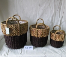 Round Woven Water Hyacinth Flower Pot