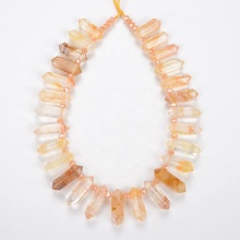 Citrine Crystal Beads Double Point Pendant for Jewelry Making