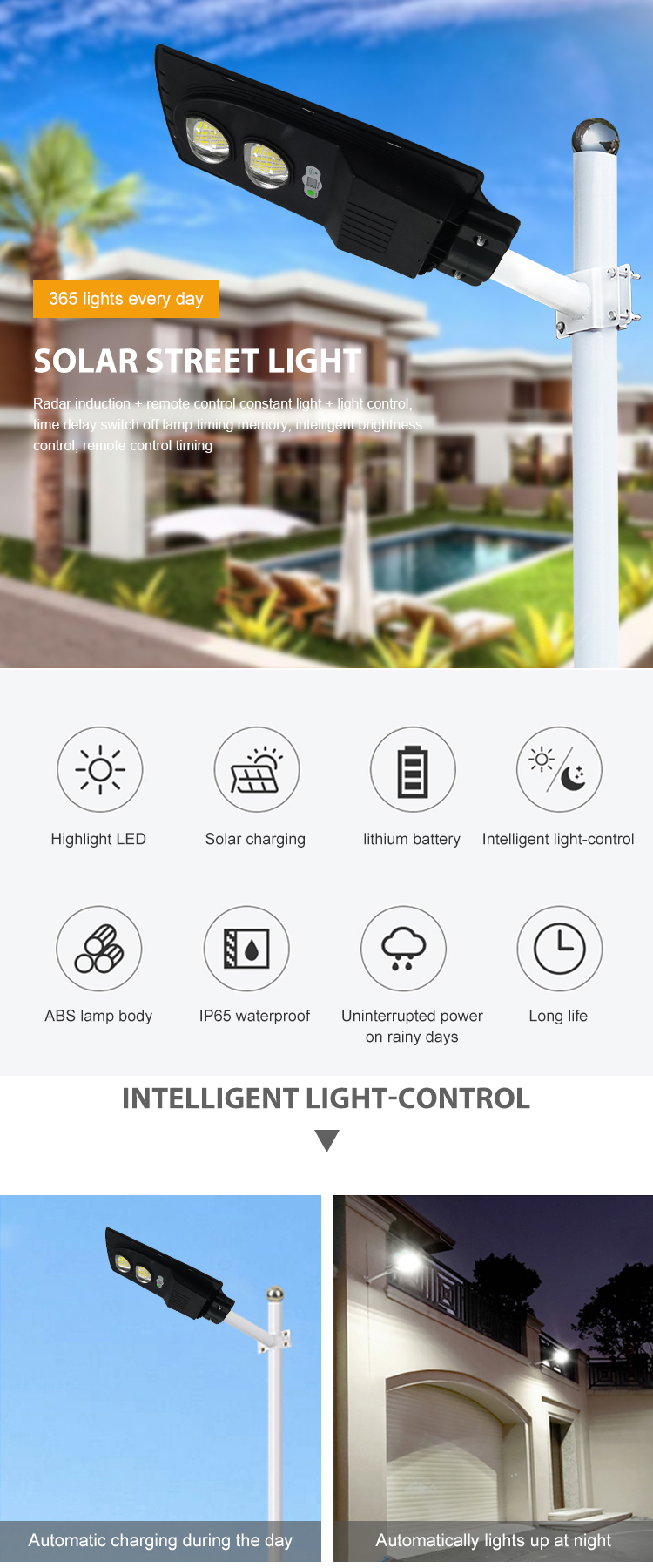 High Power COB Outdoor Ip65 Waterproof 100w 150w Integrated All In One Solar Led Street Light