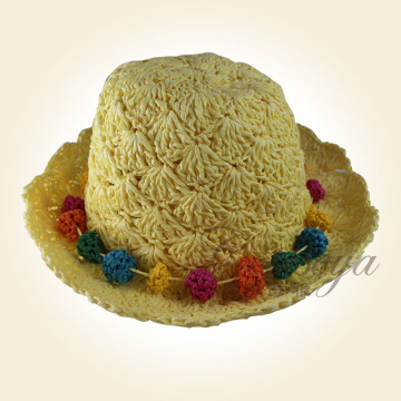 yellow crochet children's paper hat