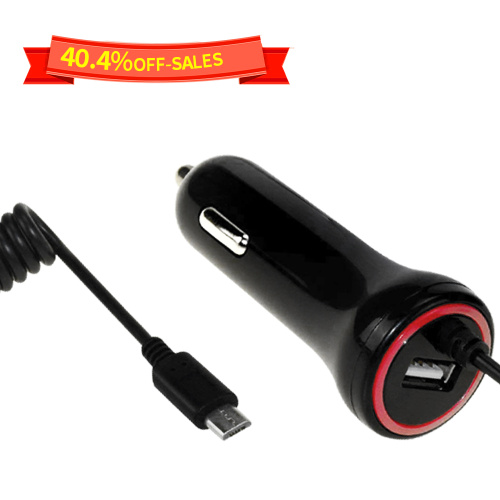 Chargeur de voiture USB 4.8A avec câble d&#39;extension micro