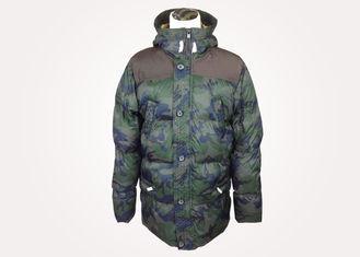 Camouflage Print Outdoor Mens Padded Jacket , Long Wind Coa