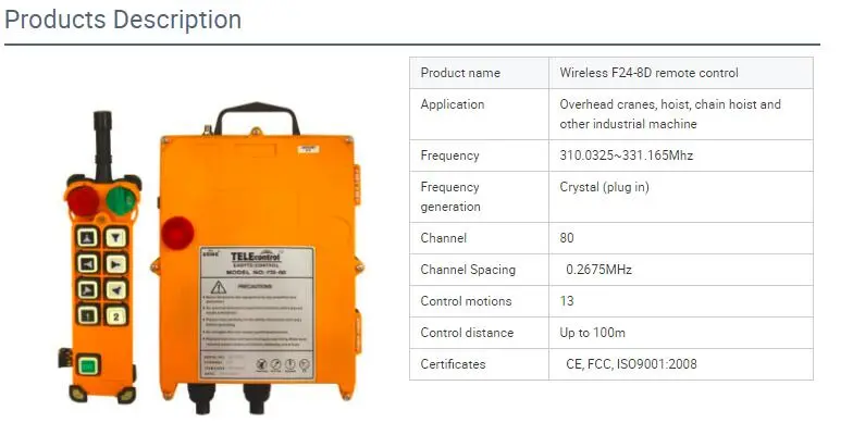 Remote Control with Double Speed for Cranes