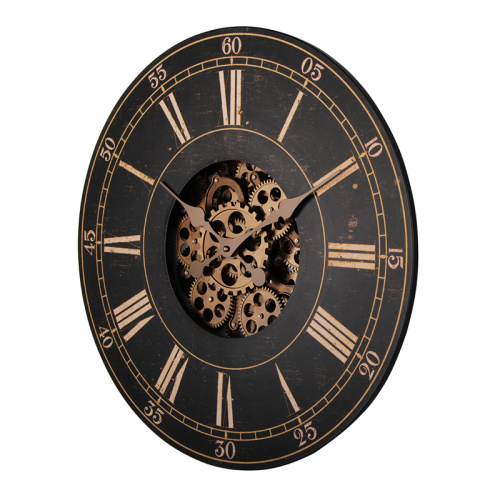 Grande horloge en bois avec engrenages