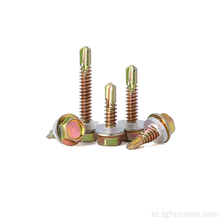 C1022A Hex Flange Head Yellow Zinc Self-Drilling Screw أصفر زنك شفة برغي