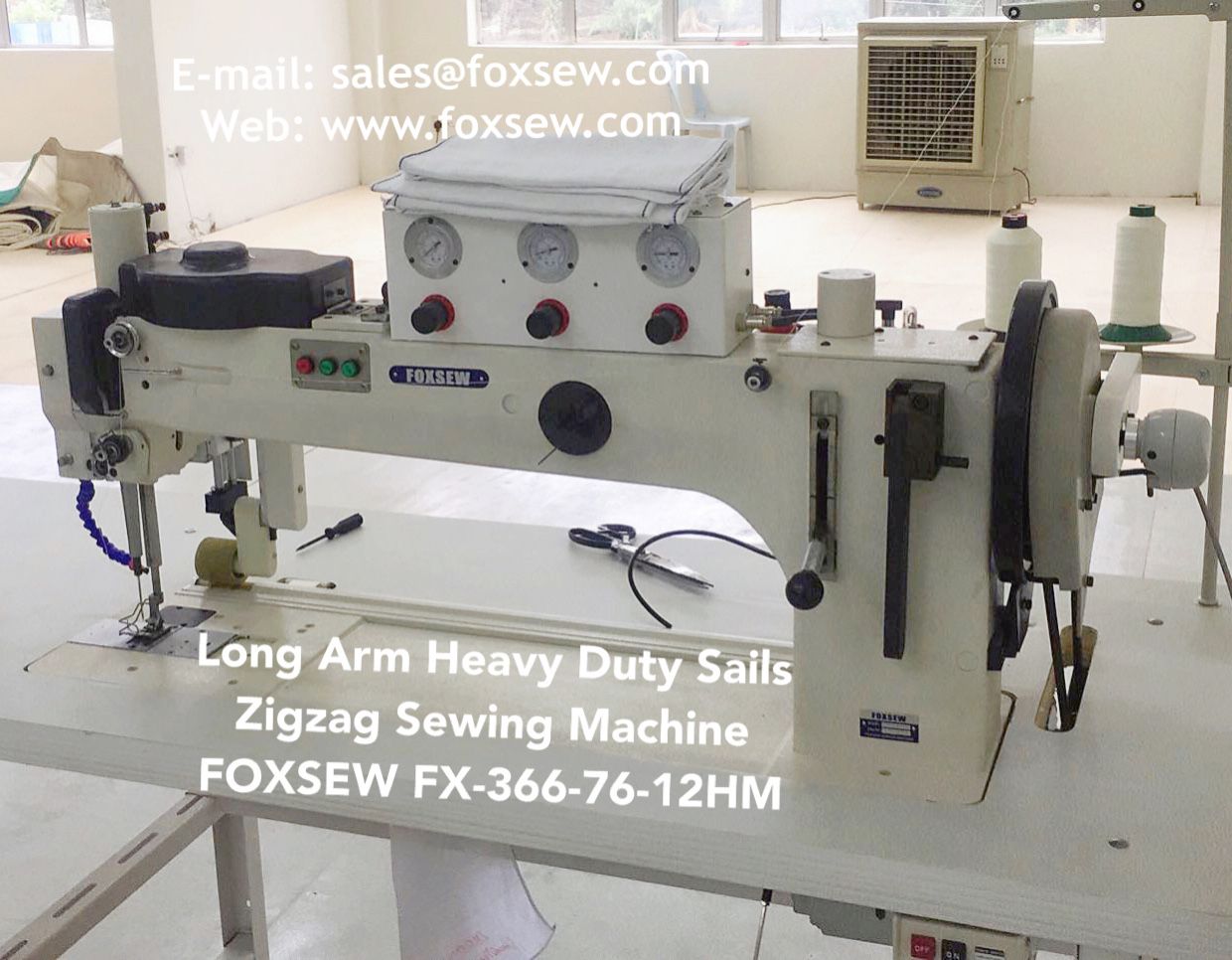 Long Arm Extra Heavy Duty Sails Zigzag Sewing Machines FOXSEW FX-366-76-12HM -2