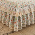 Cotton lace quilted single bed skirt
