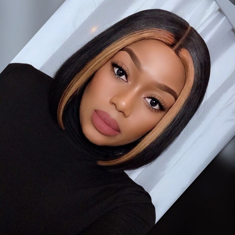 Wholesale Highlight Color Short Human Hair Wig Brazilian Virgin Bob Ombre Color Wigs 100% Human Hair Lace Wig