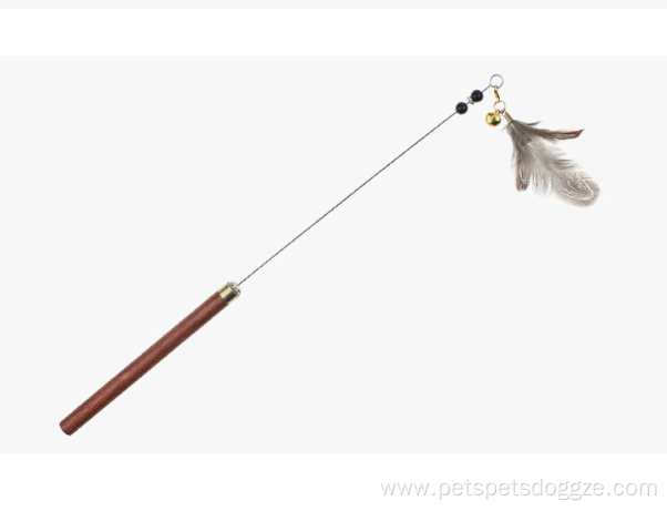 handle steel wire feather cat teaser with bell