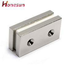block magnet with two countersunks neodymium magnet