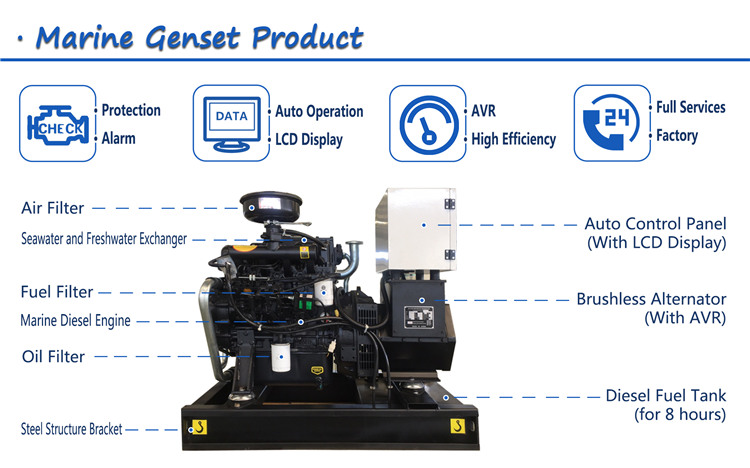 24kw 30kva marine diesel generator powered by cummins engine