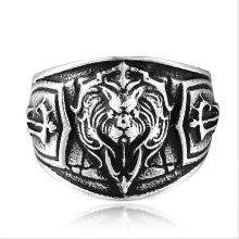 Fashion forest lion king badge ring