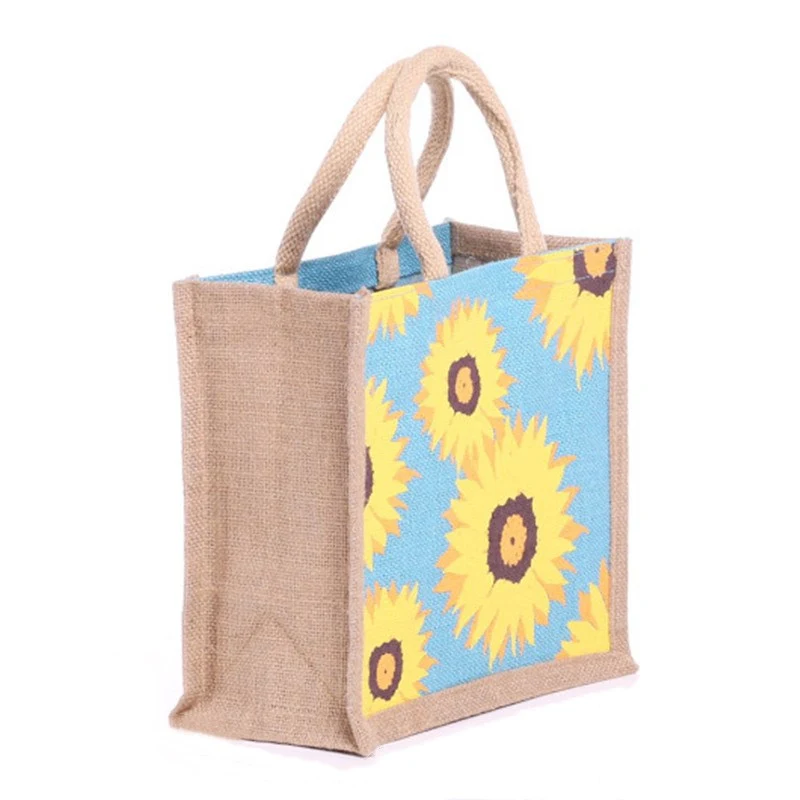 Wholesale Customized Natural Burlap Eco Friendly Tote Bags Reusable Jute Shopping Bag