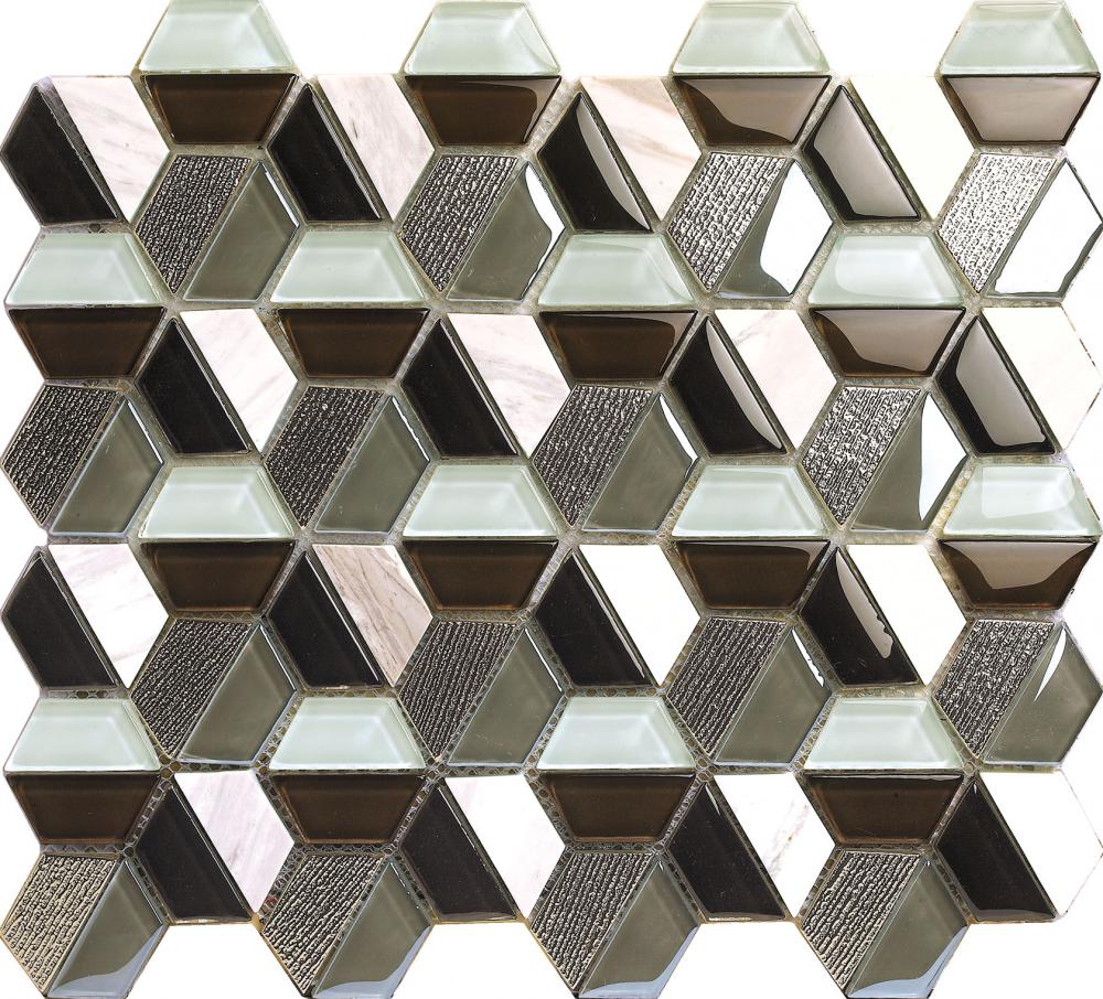 Glass Marble Splice Hexagon Mosaic Tile