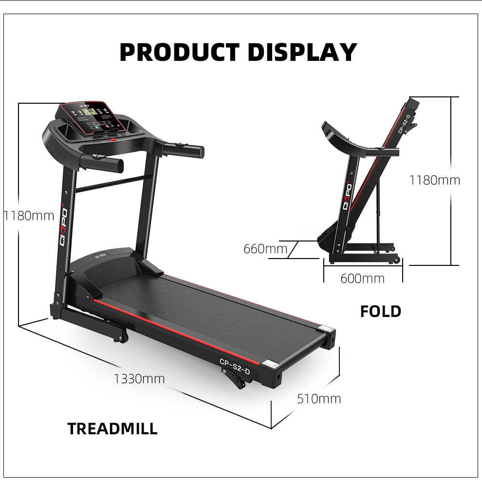 Machine de course sur tapis roulant Home Folding Treadmill Running Machine with 3 levels Incline manual Fitness