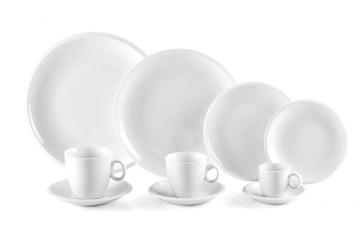 Embossed White Cheap Dinner Plate Coffee Cup Set