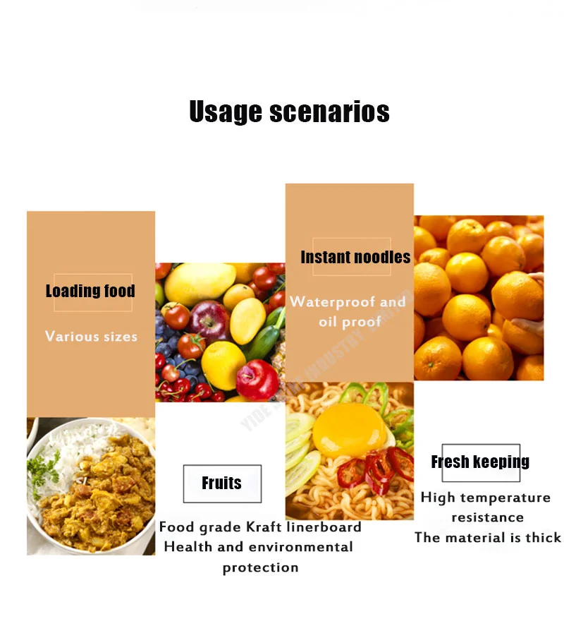 500ml 750nl 1000ml 1200ml 1300ml Kraft Paper Salad Round Bowl Box Container