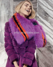 YR151 Genuine Fox Fur Contrast Color Unique Design Fox Fur Shawl Scarf