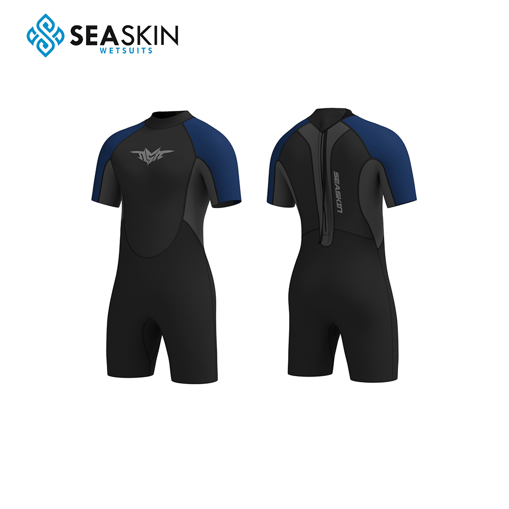 Seackin Mens Back Zip Basic Flatlock Summer Wetsuit