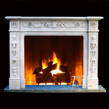 Classical Carved Freestanding Corner White Granite Marble Fireplace Mantel