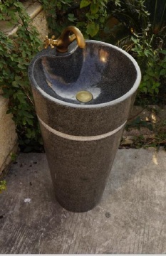 G654 dark grey granite stone pedestal sink