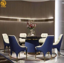 Modern 6 Seater Marble Dining Table with Stainless Steel and Genuine Leather for Dining Room