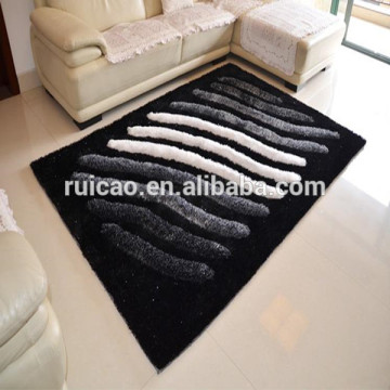 luxury stripe carpet 100% silk shaggy carpet tile