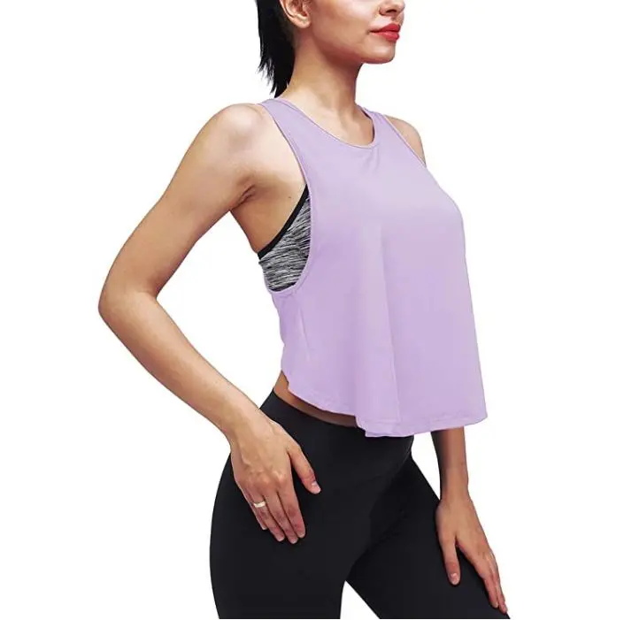 Women's Sexy Open Back Yoga Tops Backless Shirt Summer Workout Tank Top