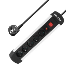 European Socket Outlet 5 Outlets Switch Extension Board Plug Power Strip