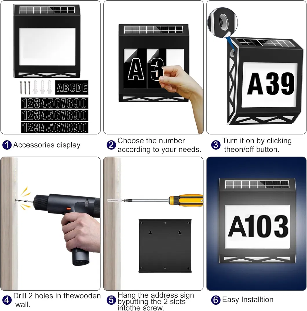 Waterproof Outdoor LED House Number Sign with Dusk Sensor