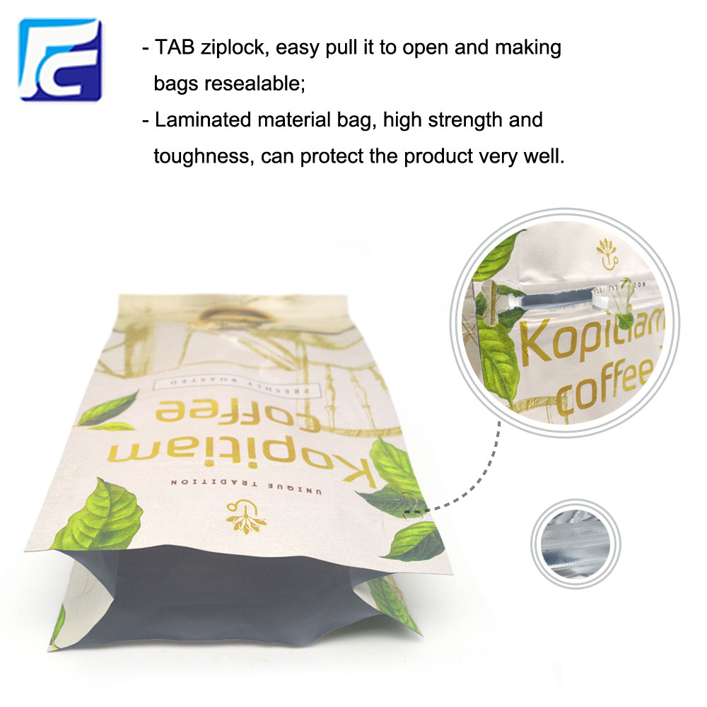 Sac de café en gousset avec feuille d'aluminium Aluminum Foil Gusset Coffee Bag