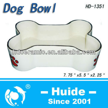 ceramic bone shaped dog bowl