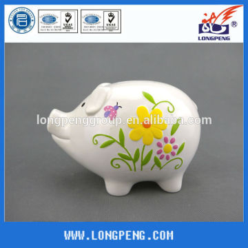 White Ceramic Pig Piggy Bank