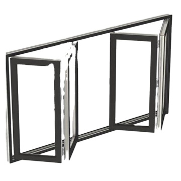 Bifold horizontal aluminum double tempered glass window