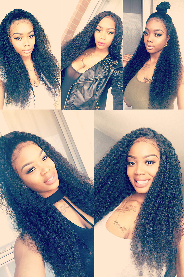 Queena hot sale 360 lace frontal wigs for black women, 100% hair human wig kinky curly