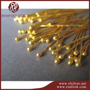 Wholesale solid gold jewelry findings 18k gold head pin