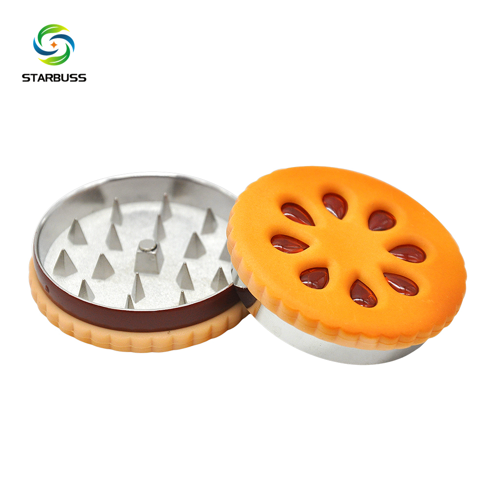 Portable Funny Cookie Shape Biscuit weed grinder herb Grinder zinc alloy 2 parts herb crusher Smoking Accessories