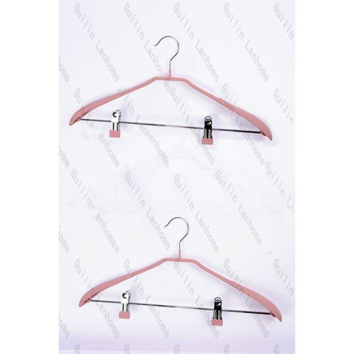 Anti-slip Matt Finish Metal Hangers with Two Clips